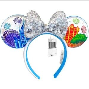 2025 Disney. Parks WDW Park Icons Minnie Mouse Ears Headband Silver Castle Ears
